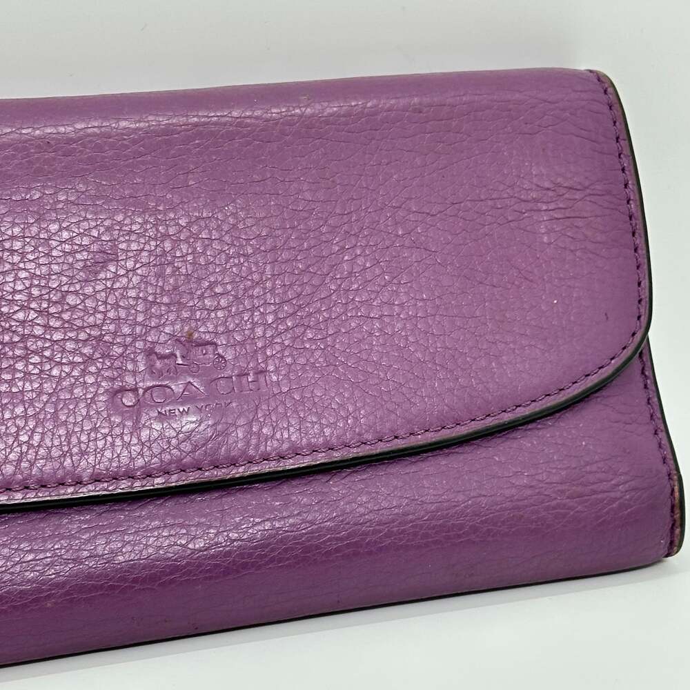Coach Purple Pebble Leather Long Flap Wallet - Picture 4 of 16